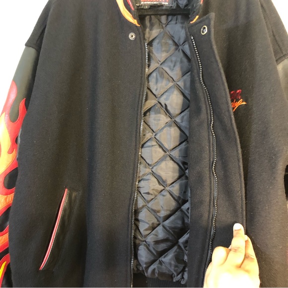 Identity Jackets & Coats Identity Mens Snapon Flame Leather Wool